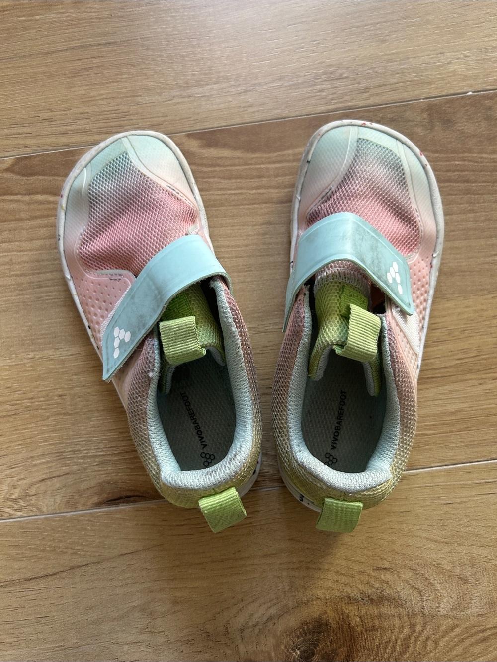 Vivo Barefoot Kids Slip-On Sneakers in Pink and Light Green